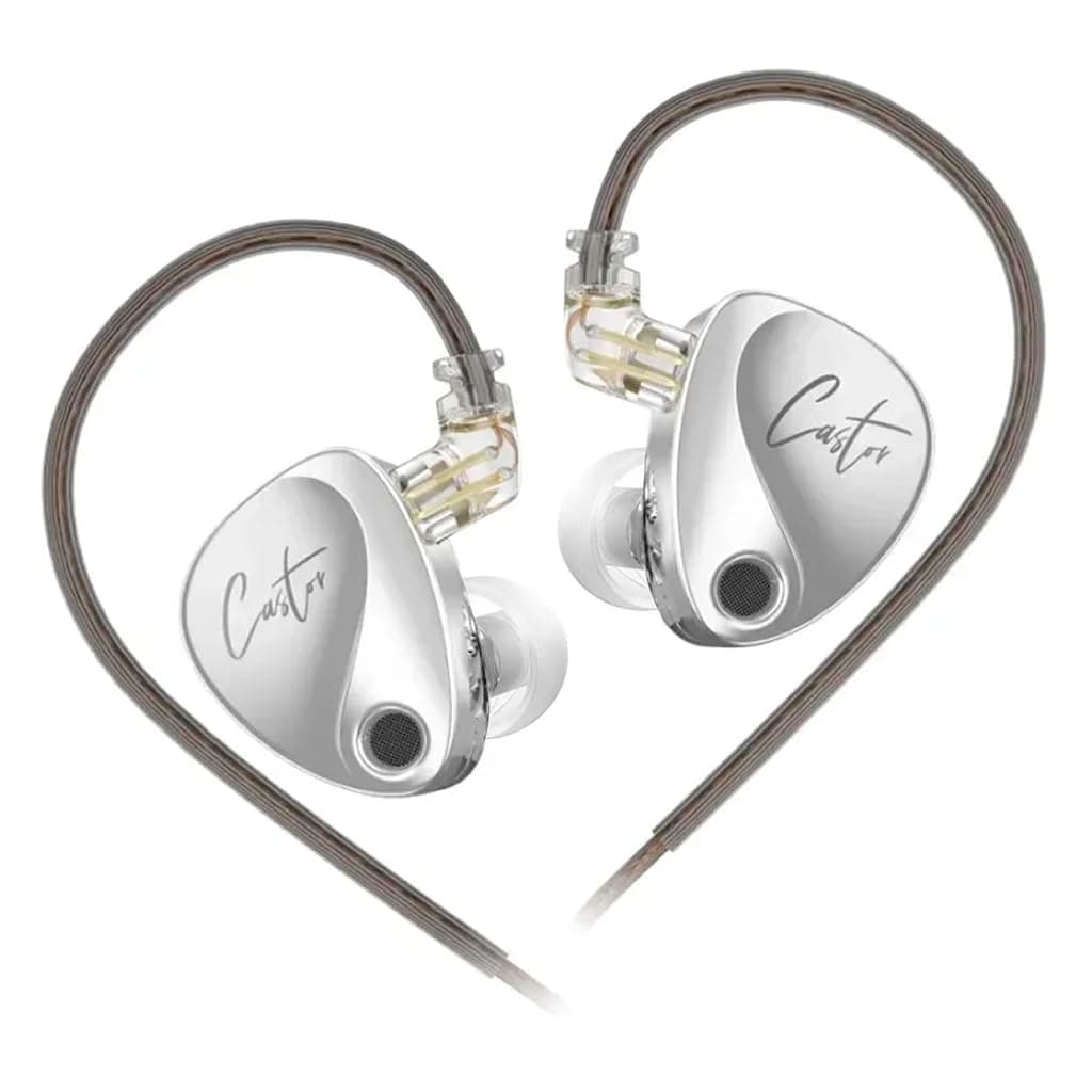 KZ Castor Wired IEM Earphone with Mic |Dual Dynamic Driver in Ear Monitor, 4 Tuning Switches IEM,2Pin Detachable Cable (Harman Target with Mic)