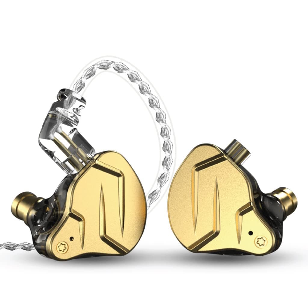 Concept Kart Kz Zsn Pro X Hybrid Dynamic Balanced Armature Dual Driver 1Dd 1Ba Deep Bass Stereo Sound Ergonomic Comfortable Wired In Ear Earphones With Leatherette Case With Mic (Golden)