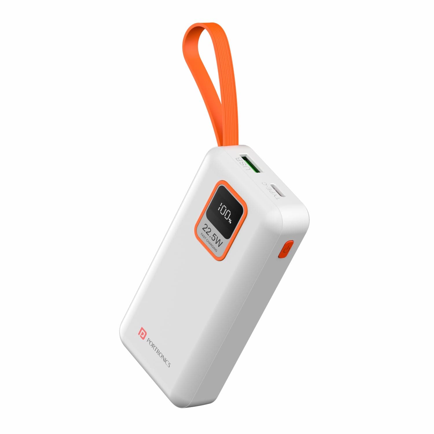 Portronics Ampbox 10K 10000 mAh Power Bank with 22.5W Fast Charging, Digital Display, Dual Output(Type C PD + USB), Type C Input, Wake Up Button(White...