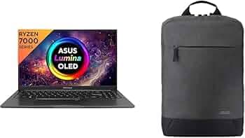ASUS Vivobook 15 OLED (2023), AMD Ryzen 5 7530U, 15.6" (39.62 cm) FHD OLED, (16GB RAM/512GB SSD), M1505YA-LK541WS BP1504 Laptop Bag (Grey)