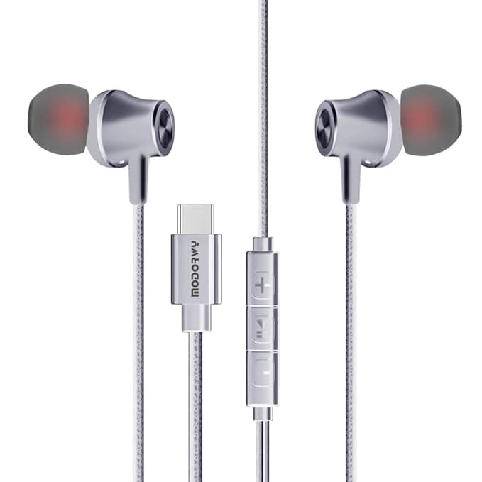 Modorwy Plugsy Original USB-C Headphone | 14.2mm Drivers Surround Sound | DAC Chip-100% Support | in-Line Mic Type C Headphone | Compatible with i15, ...