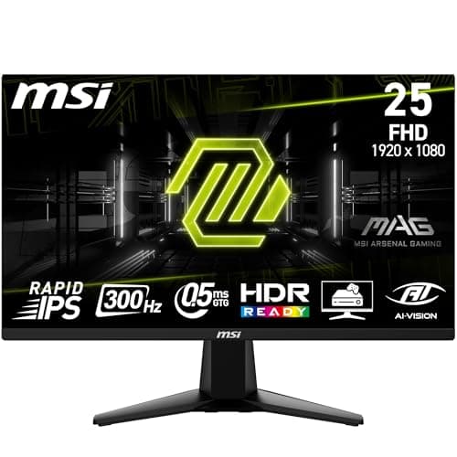 MSI MAG 255XF 24.5 Inch FHD Gaming Monitor - 1920 x 1080 Rapid IPS Panel, 300 Hz / 0.5ms (GtG, Min.),120% sRGB Colour Gamut, Frameless Design, HDR Rea...