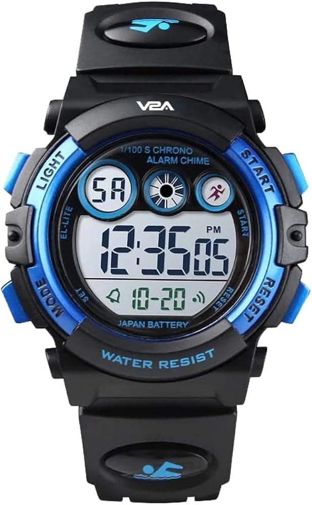 V2A Digital Kids Sports Watch with 7 Color Backlight Alarm Stopwatch for Boys and Girls