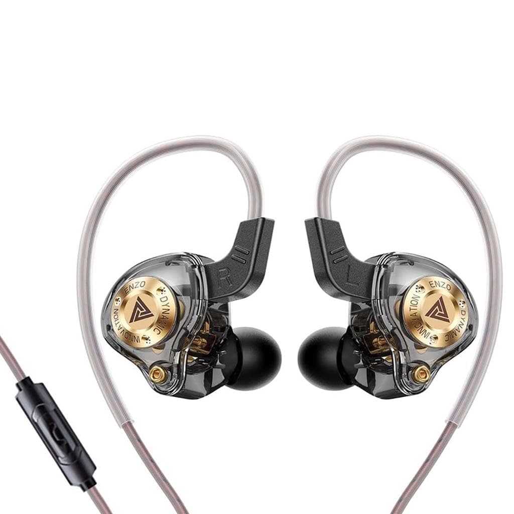 QKZ Enzo in-Ear Monitor Earphone with Mic, 11mm DD with HiFi Audio, OFC Cable & Playback Controls, Semi-Open Back Design, Ergonomic Fit for Music, Gam...