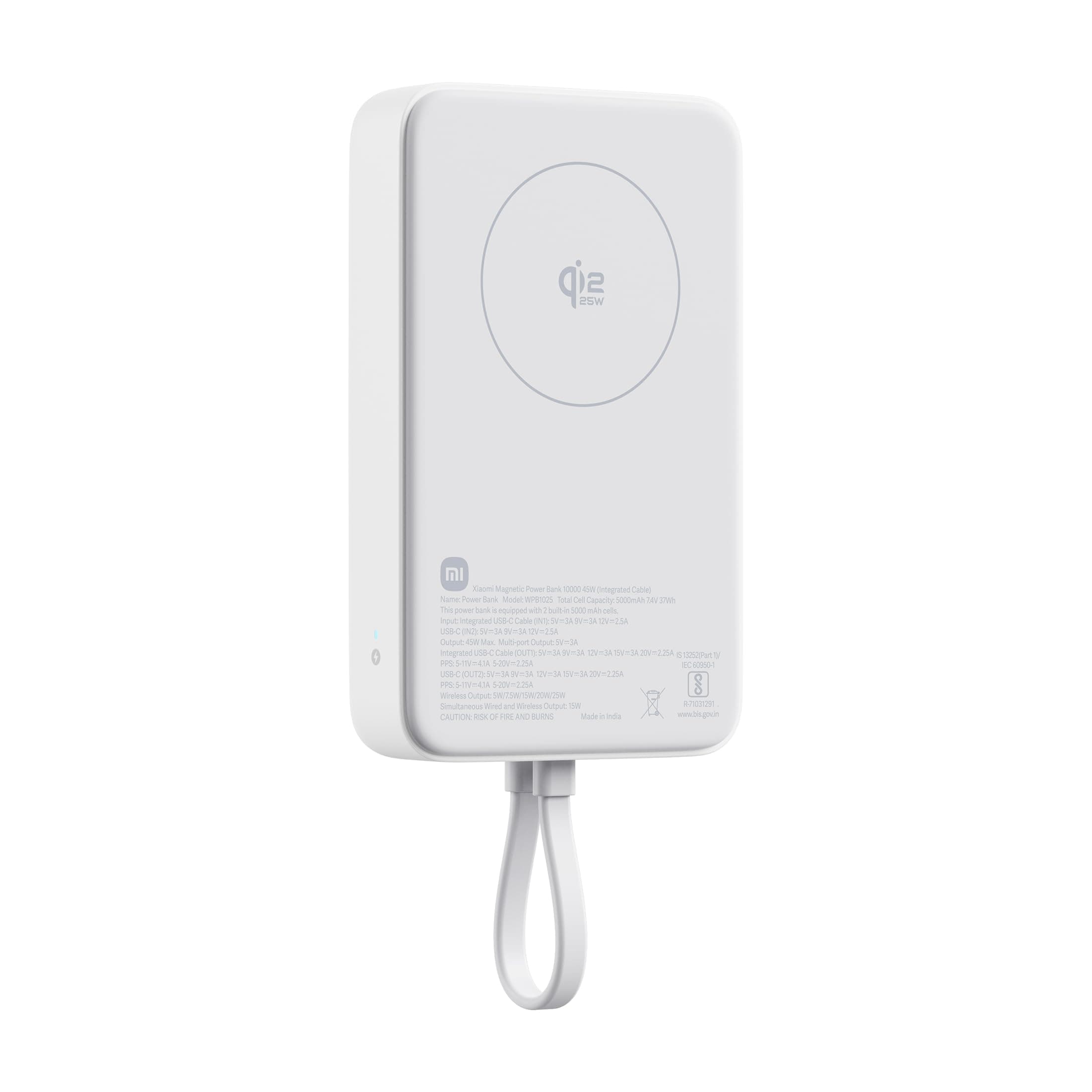 Xiaomi 10000mAh 45W Power Bank | Wired 45W & Qi 2.2 25W Wireless Charging | Built-in USB-C Cable | PD & PPS...
