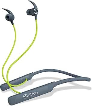 pTron Tangent Sports, 60Hrs Playtime, ENC BT5.2 Headphone, AptSense 40ms Low Latency Gaming, Deep Bass, Dual Pairing, In-Ear Wireless Neckband, HD Mic...