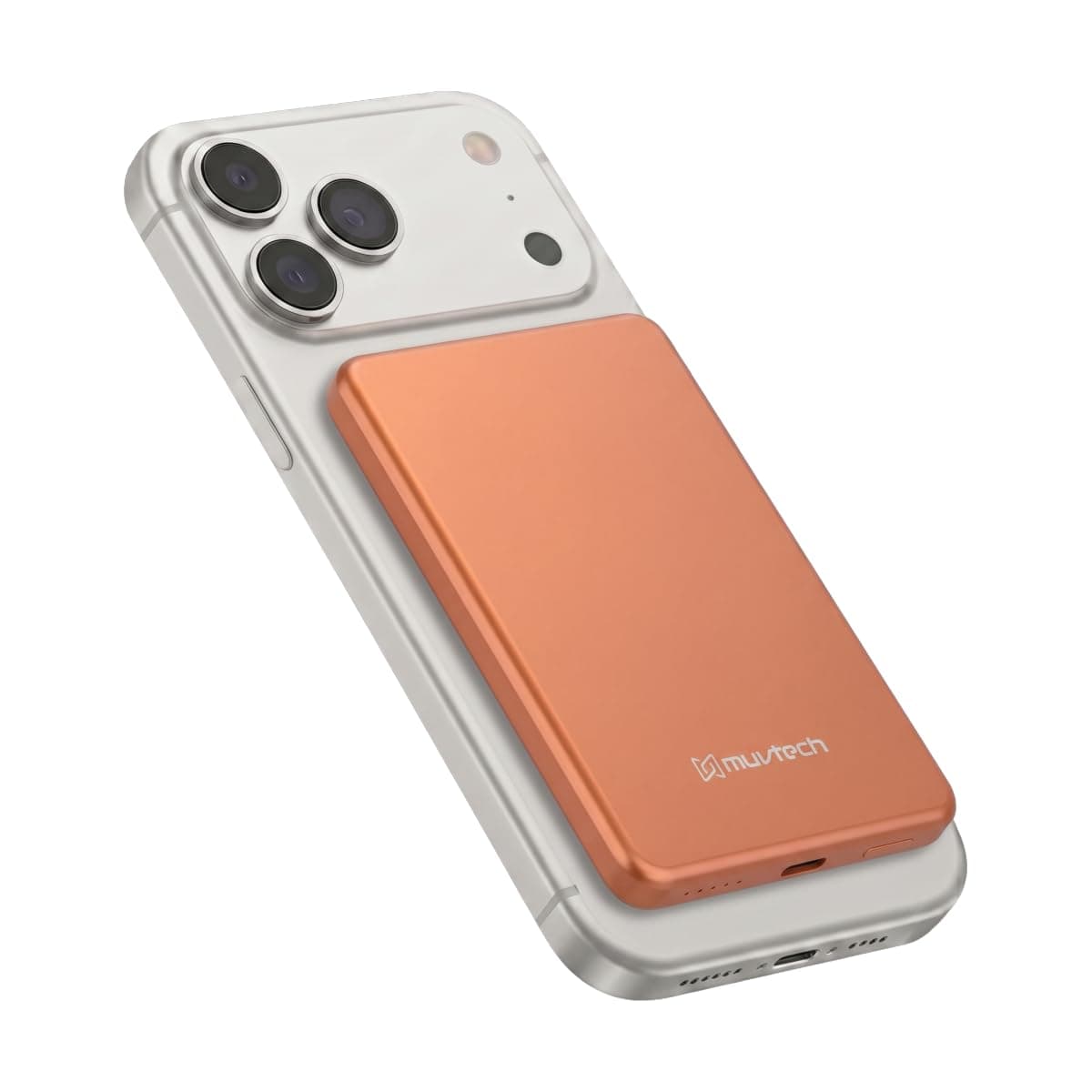 Muvtech Aeroslim 5000mAh Slimmest Magnetic Wireless Power Bank, Metal Body, Ultra Slim Mini Pocket Size, 20W Fast Charging, Type-C in/Out for iPhone, ...