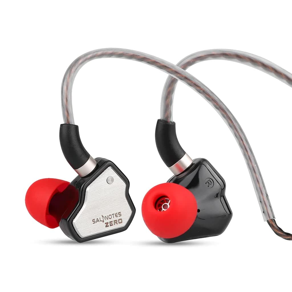 7HZ Salnotes Zero Wired IEM Earphone, 10mm Dynamic Driver | Metal Composite Diaphragm | N52 Magnet | Metal Housing | Noise Isolation | In Ear Monitor | Detachable OFC Cable | A Leatherette Case (Black, 3.5mm with Mic)