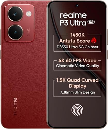 realme P3 Ultra 5G (Orion Red, 8GB RAM, 128GB Storage) | Dimensity 8350 Ultra | 50MP+8MP Camera | 16MP Front | 6.83" 120Hz AMOLED | 6000mAh Battery | ...