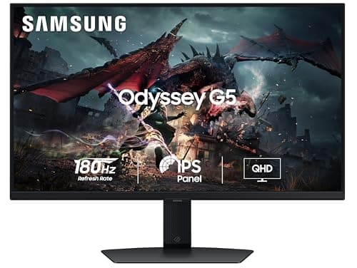 Samsung Odyssey G5 Gaming IPS Flat Monitor 68.5 cm (27") QHD (2,560 x 1,440), 180 Hz, 1ms(GTG), AMD FreeSync, DP, HDMI, Headphone Jack, Height, Tilt, ...