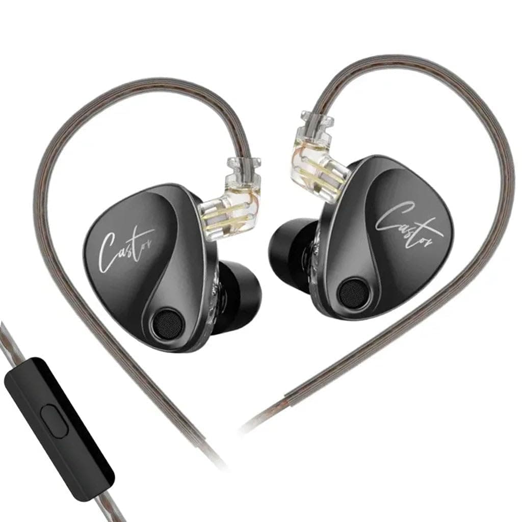 KZ Castor IEM with Mic Wired In ear Monitors Earphone,10mm dual Magnetic + 8mm dynamic driver In-ear earphone, Harman Target with Improved Bass, 4-Tun...