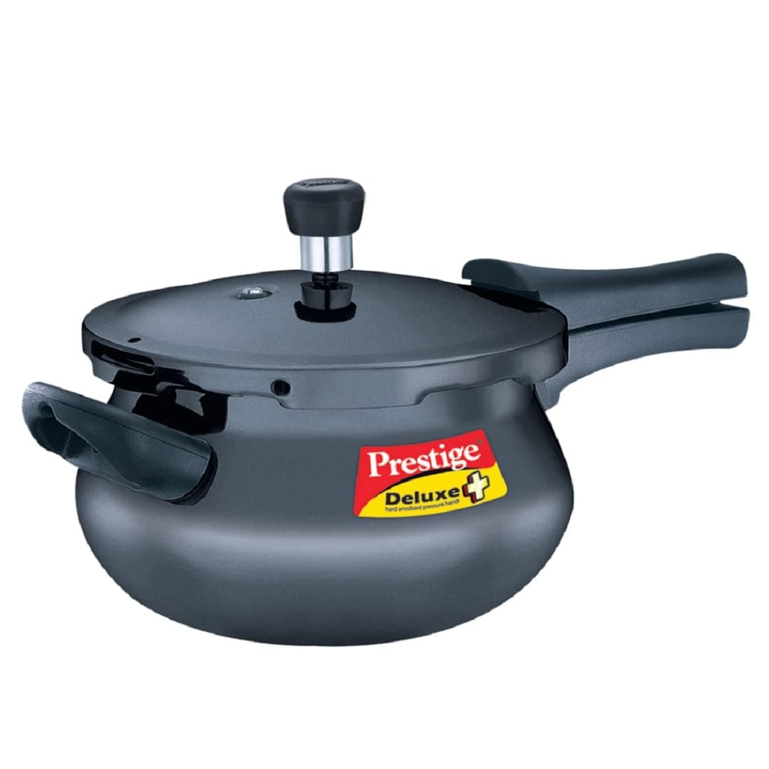 Prestige Deluxe Plus Hard Anodised Aluminium Outer Lid Pressure Cooker Handi, 3 Litre, Black