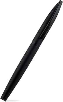 Amazon Basics Elegant Ballpoint Pen with Case for Office and Gifting (Matte Black Body, Blue Ink)