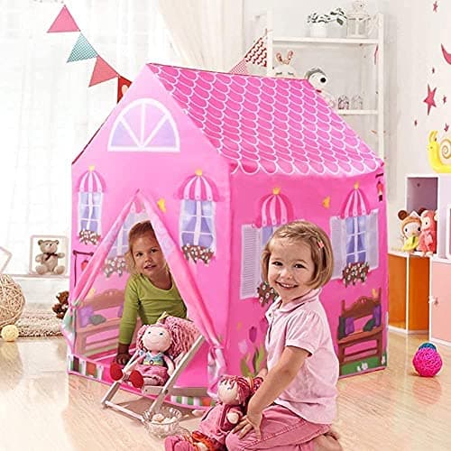 Tent house for kids girls boys children 5+ to 10 Years Old age and Above Big size Folding Water Resistant Playhouse for kids kids cottage house play area for kids indoor - outdoor Games play house ( TENT DOLL HOUSE )