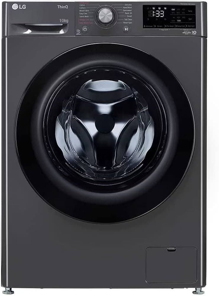 LG 10 Kg 5 Star Inverter Wi-Fi Fully-Automatic Front Loading Washing Machine with Inbuilt heater (FHP1410Z5M, Middle Black with Chrome Door, AI DD Tec...
