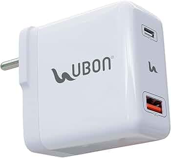 Ubon CH-008 65W Type C and USB Ports Adapter, Fast Charging Power Adaptor for All iOS