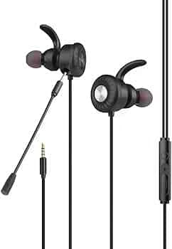 Hitage GH1927+ Wired Gaming Earphone with Detachable Long Microphone Wired Headset (Black, in The Ear)