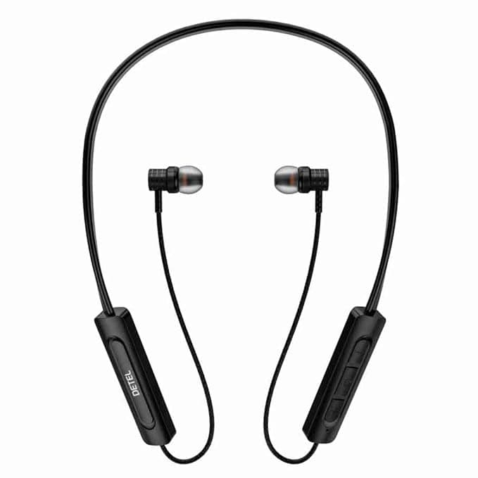 Detel Torque Neckband in-Ear Wireless Earphones with Bluetooth 5.0, Long Battery Life & Flexible Headset with in-Built Mic Black Headphones