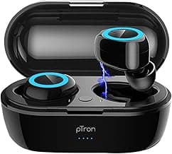 (Renewed) PTron Hands-free Bassbuds True Wireless Earphones TWS, Bluetooth 5.0, Hi-Fi Sound, 4 Hours Music Time, 10-m Range Earbuds, 50mAh x 2 Battery