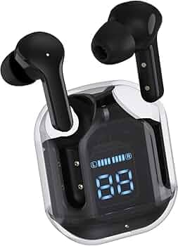 WESTLERS Ultrapods TWS Bluetooth Earbuds Transparent Design with Display, Playtime Upto 30 Hrs with Bluetooth 5.3 and ENC IPX7 Built-i (Black)
