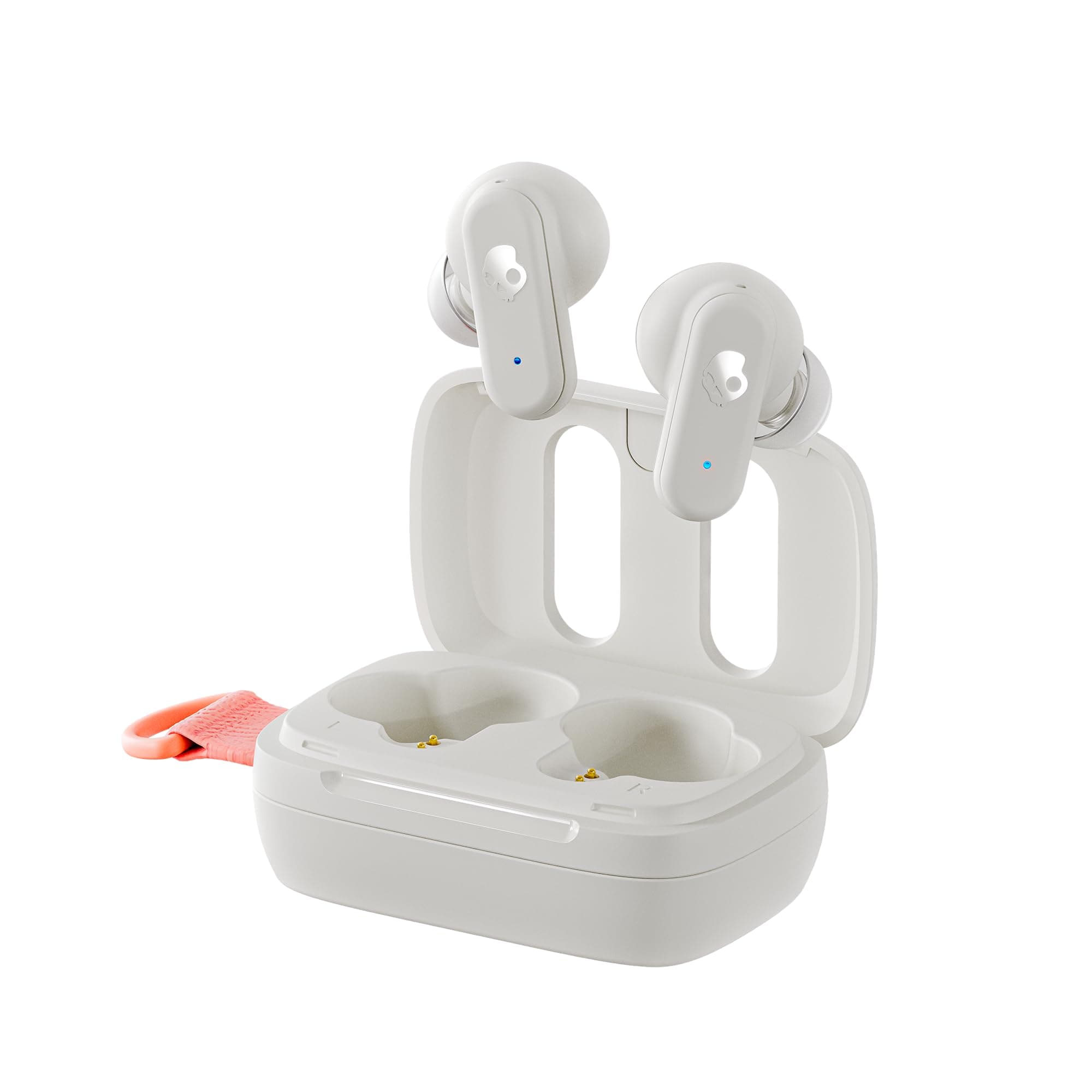 Skullcandy Dime 3 in-Ear Wireless Earbuds, 20 Hr Battery, Microphone, Works with iPhone Android and Bluetooth Devices - Bone/Orange Glow