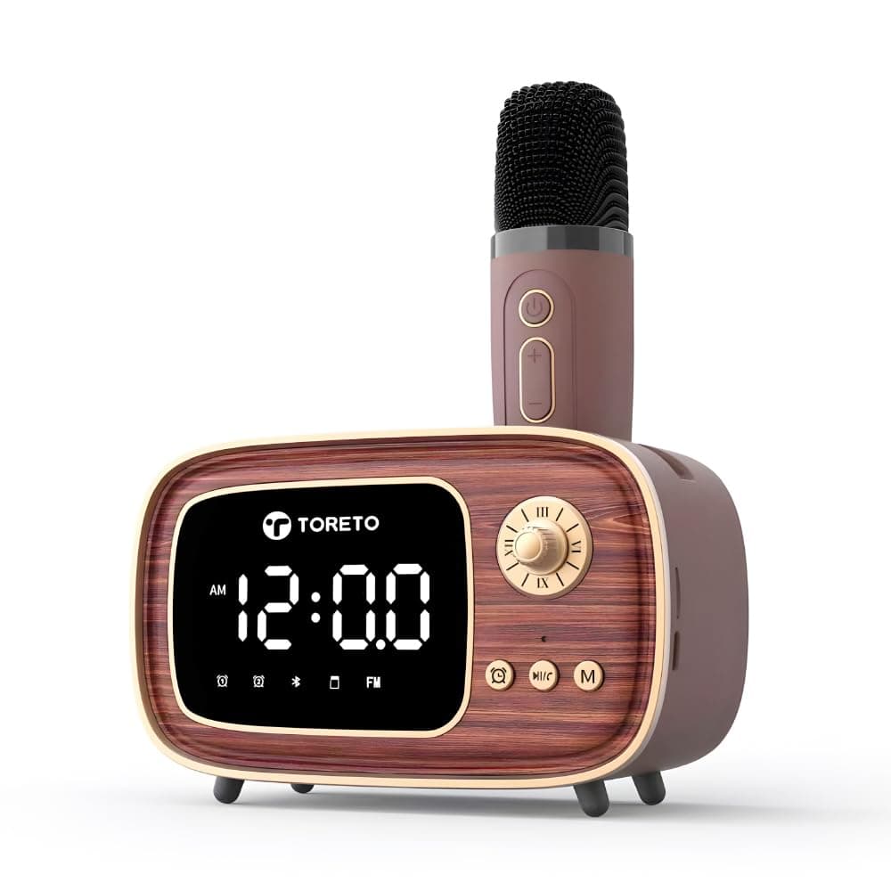 Toreto Retro Mate 10W Bluetooth Speaker with Karaoke Mic & Digital Clock