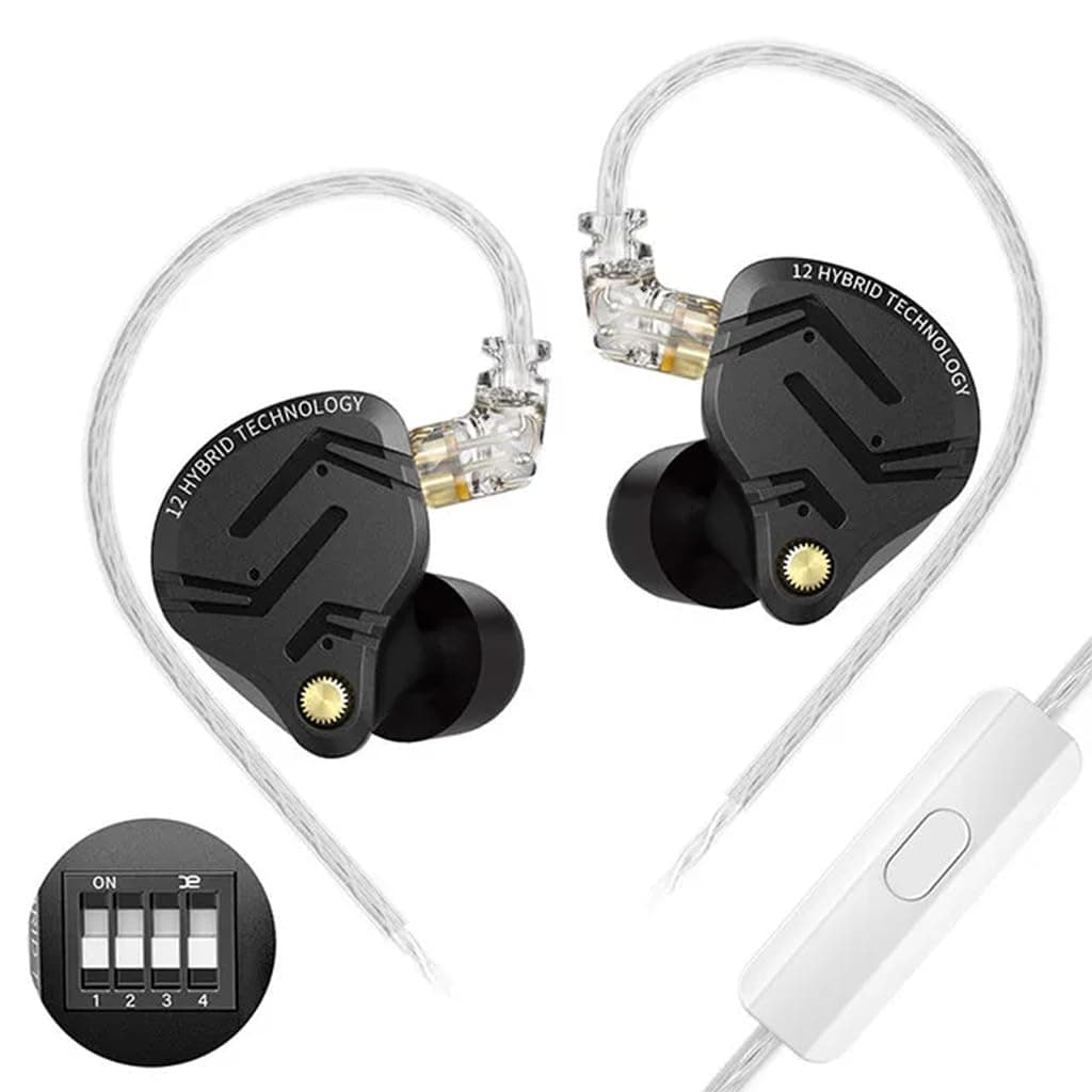 KZ ZS12 PRO X Wired IEM Earphone with Mic, Hybrid 10mm 1DD + 5 Balanced Armature HiFi in-Ear Monitor, Tuning Switch, 0.75mm Detachable Cable, 3.5mm Pl...
