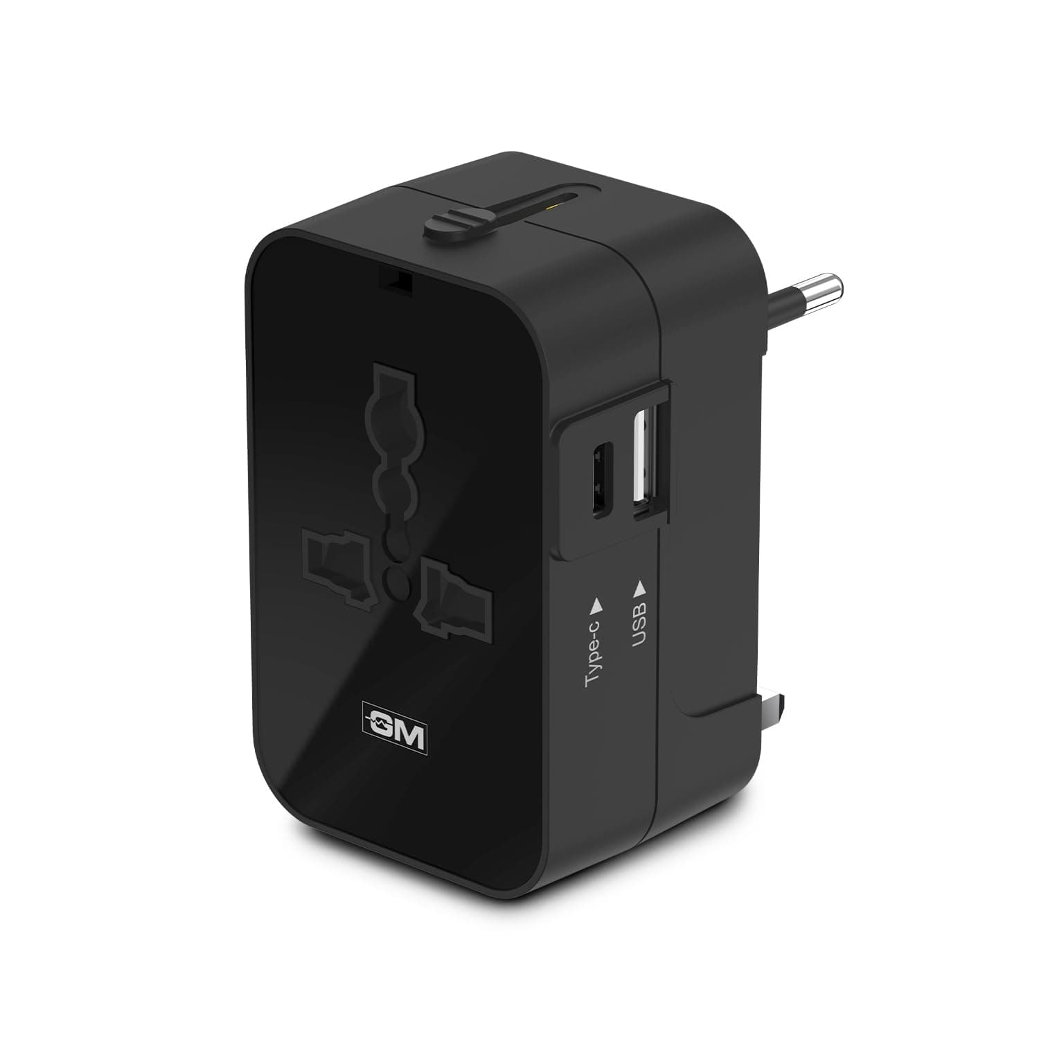 GM 3064 Universal Travel Adaptor I Supports 150+ Countries I Surge Protection I 2USB Ports Type-C 2.4A & Type-A 2.1A Power Output I Supports 6 Differe...