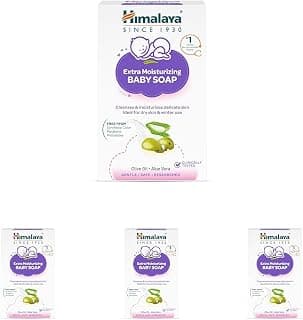 Himalaya Extra Moisturizing Baby Soap for Dry Skin | B3G1-125g Helps Lock In Moisture With Aloe-Milk Moisture Complex of Almond & Olive Oil | Clin