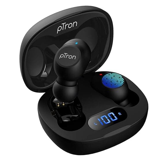 pTron Bassbuds Pro (New) in-Ear True Wireless Bluetooth 5.1 Headphones with Deep Bass, Low Latency Gaming TWS Earbuds, Touch Control, IPX4 Water/Sweat