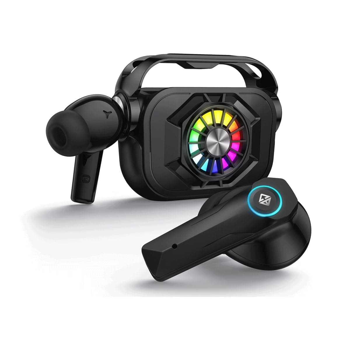 Cosmic Byte CosmoBuds X50 True Wireless Earbuds (TWS), BT 5.3, 40ms Latency GOD Mode, Music Mode, RGB, 40Hrs, ENC, DNS Quad Mics, IPX5, Voice Assistan...