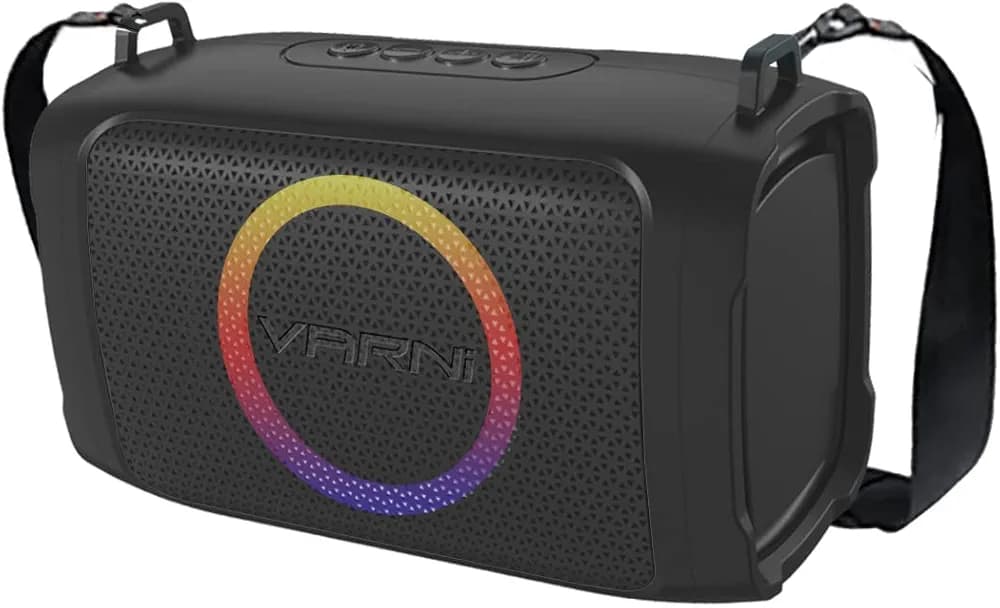 VARNI MAG7 24W Bluetooth 5.3 Wireless Party Speaker with RGB Light, 6H Playtime, TWS Function, Boosted Bass, Equaliser Function, in-Built Mic, 3.5mm Aux in-Port, Pendrive (Black)