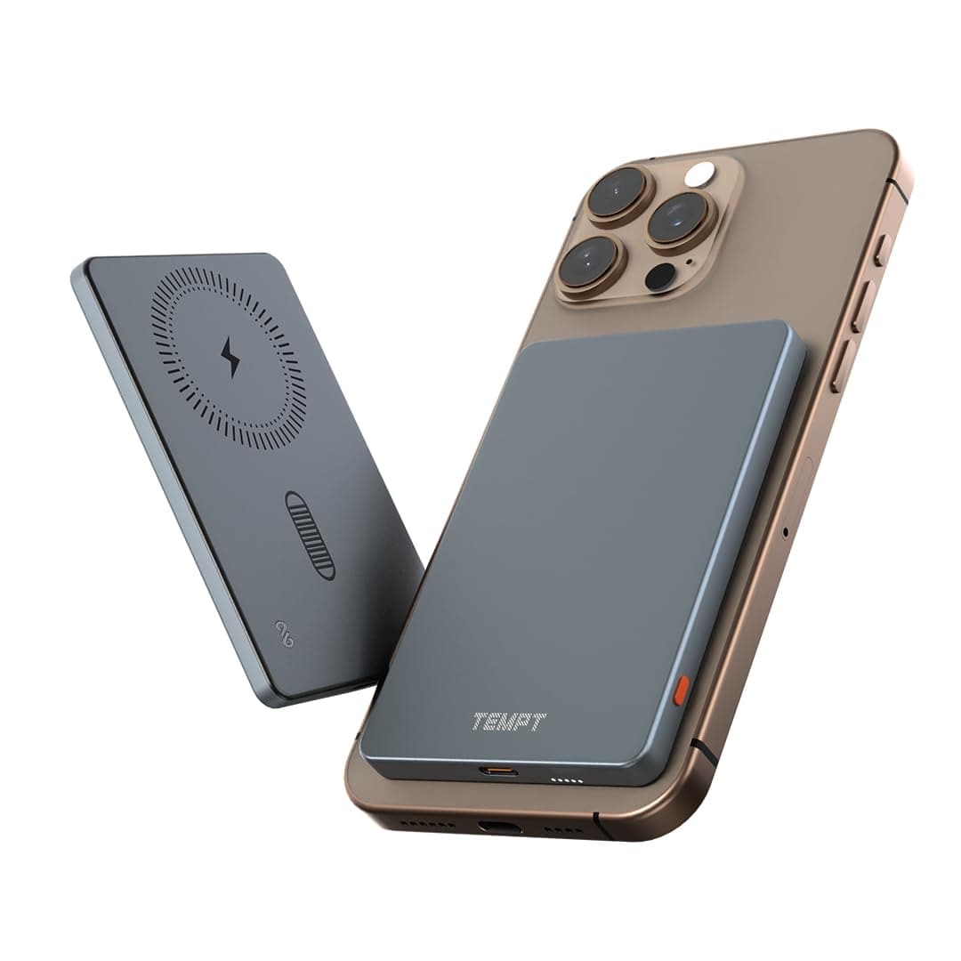 TEMPT JoosMag 5k Slimmest (8.7mm), Metallic Body for iPhone 17/16/15/14/13/12 |5000mAH MagSafe Wireless Power Bank | 15W Wireless and 22.5W PD Fast Ch...