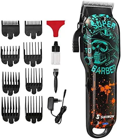 CETC Shinon SH-1089 Salon Series Cordless Hair Clippers Electric Cutter Machine Kit Rechargeable Wireless Hair Grooming Trimmers Set, Rechargeable Li-ion Battery 2000mAh 180 mins Runtime, Black