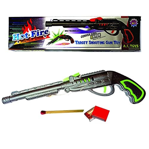 Match Gun Toy Match Stick Diwali Gun for Kids, No Bullets Required for Matchstick Gun, Complete Safe Diwali Gun for Kids (Black)