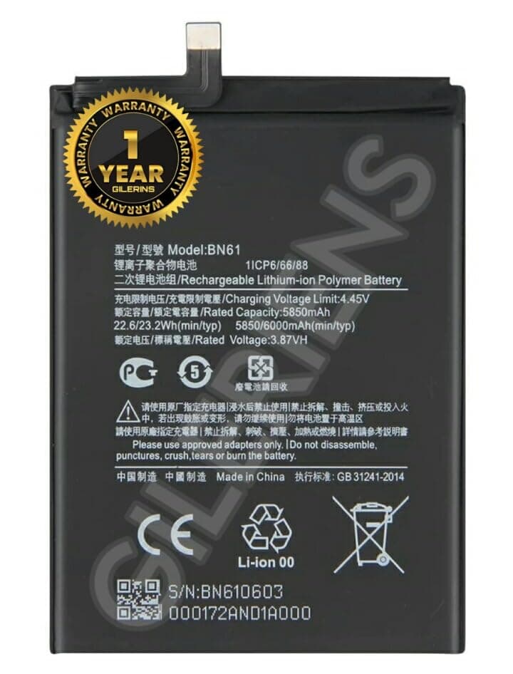 Original BN61 Battery for Xiaomi Poco X3 (6000Mah) Battery with 1 Year Warranty****(G303)
