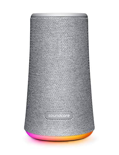 (Renewed) Soundcore Anker Bluetooth Speaker with IPX7 Waterproof Bigger Bass Ambient LED Light 20-Hour Playtime 4 Drivers and 2 Passive Radiators for Parties (Grey)