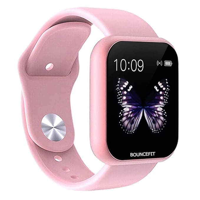 Bouncefit D20 Y68 Fitness Band Smart Watch for Men, Women, Boys, Girls, Kids – Single Touch Interface, Water Resistant, Workout Mode, Quick Charge Sports Smartwatch – O Pink