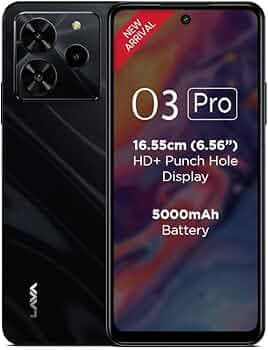 Lava O3 Pro (Glossy Black, 4 GB RAM, 128 GB Storage)| Bigger 6.56" HD+ Display | 50 MP AI Triple Rear Camera | 8 MP Front Camera| 5000 mAh Battery | 1...