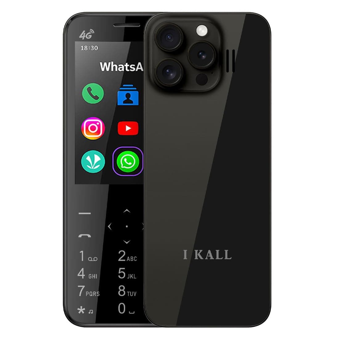 IKALL I1 Pro - 4G Android Keypad Mobile with 2.8" Touch Screen, 2GB RAM, 16GB Storage, WiFi, 4G SIM Support, 3000mAh Battery, Preloaded Wht'sAp, FB, U...
