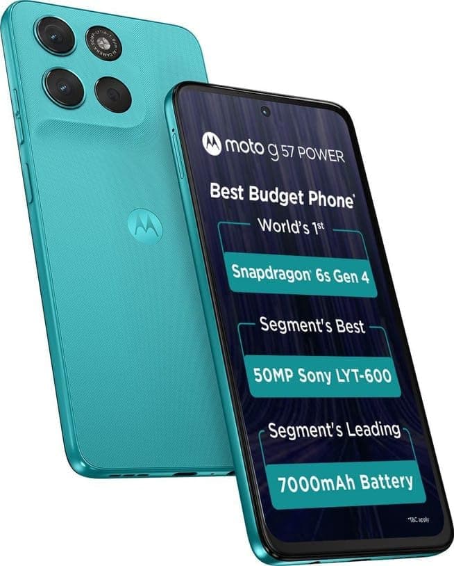 Motorola G57 Power 5G (Pantone Fluidity, 8GB RAM, 128GB Storage) | Snapdragon 6s Gen 4 | 6.72-inch FHD+ 120Hz LCD | 50MP + 8MP Rear Camera | 8MP Front...