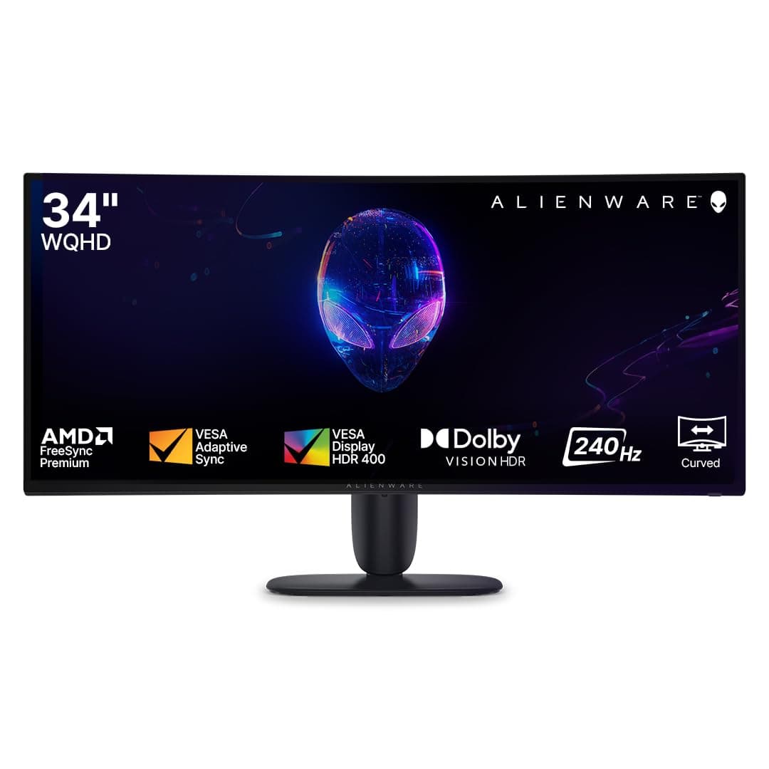 Alienware AW3426DWM 34" WQHD Curved Monitor|AMD FreeSync™ Premium VESA® AdaptiveSync|HDMI*2,DP 1.4,USB-C|240Hz,3000:1 Cont...