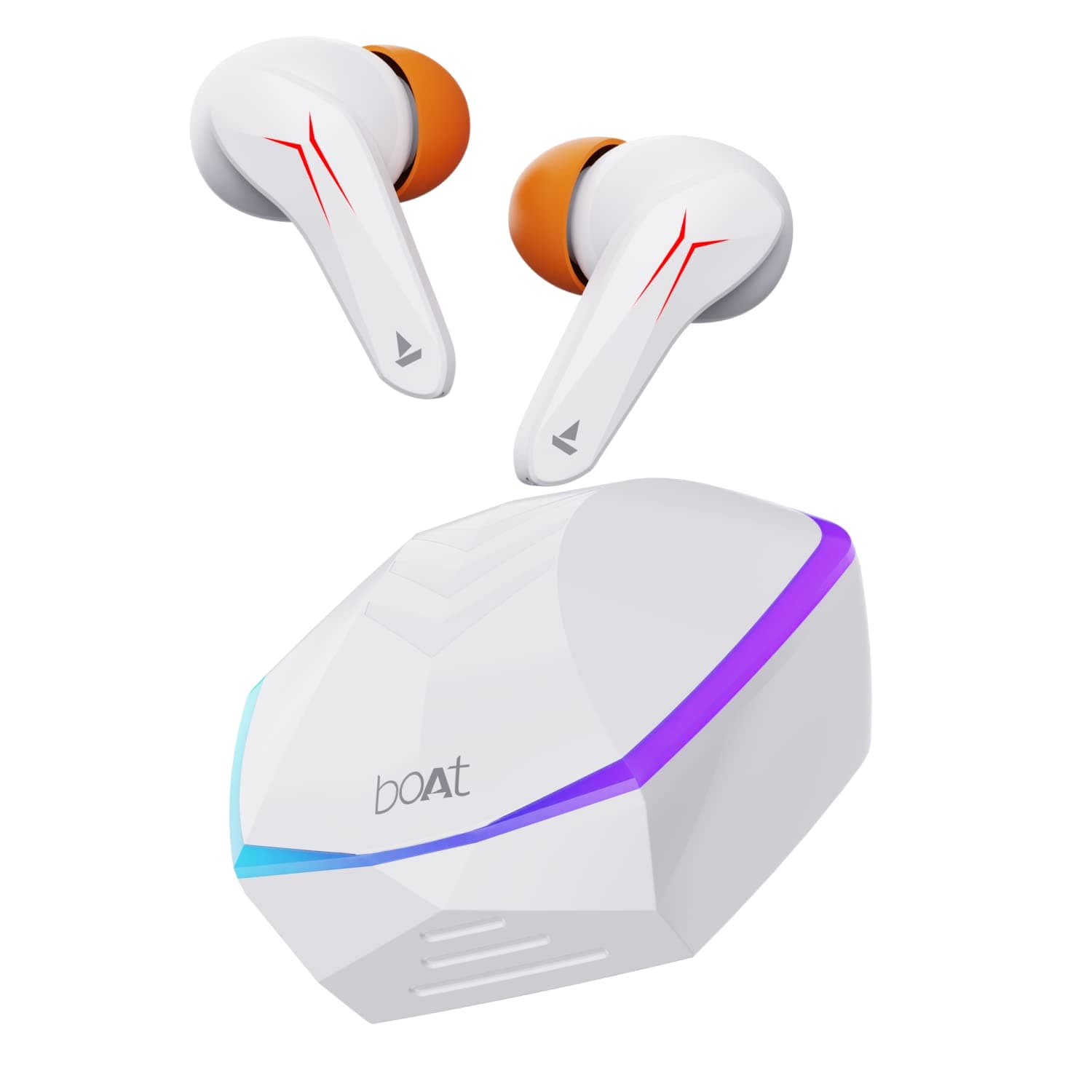 boAt Newly Launched Immortal 121 TWS Gaming Earbuds with Beast™ Mode(40ms Low Latency), 40H Playtime, Blazing LEDs, Quad Mics ENx Signature Sound, ASAP™ Charge(10 Mins= 180 Mins)(White Sabre)