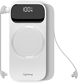 Lifelong ChargeMate 10000 mAh 22.5 W Wireless with MagSafe Slim Pocket Size Power Bank (White, Lithium Polymer, Fast Charging, Quick Charge 3.0 for Ea...