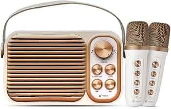 Toreto RetroMini Wireless Bluetooth Speaker 14W with Dual Wireless Karaoke MIc IVoice Changing Feature | Deep Bass I USB I TWS I AUX I Outdoor Speaker...
