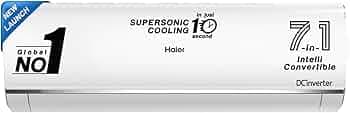 Haier 1.5 Ton 3 Star Triple Inverter Split AC (Copper, 7 in 1 Convertible, Anti Bacterial Filter, Cools at 60C Temp, 20 Mtrs Air Throw - HSU18K-PYSS3B...