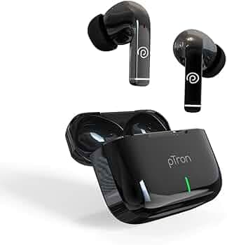 pTron Basspods P81 Pro in-Ear TWS Earbuds with 50Hrs Playtime, 12mm Drivers, TruTalk AI-ENC Calls, HD Mic, Movie Mode, Touch Controls, Bluetooth v5.1,...
