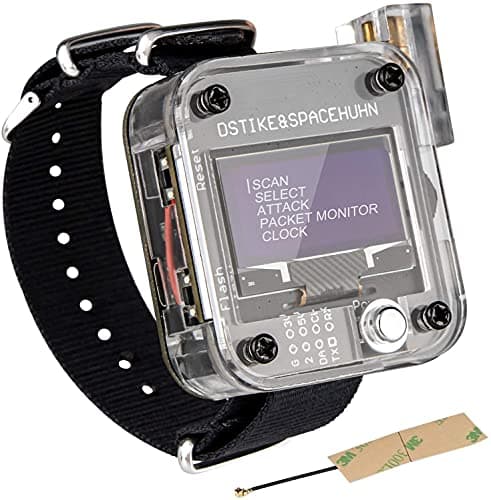 MakerFocus WiFi Test Tool ESP8266 WiFi Deauther Watch V3 DSTIKE NodeMCU ESP8266 Programmable Development Board Built in 800mAh Battery with OLED Dispaly, Wristband and 3D Printing Case