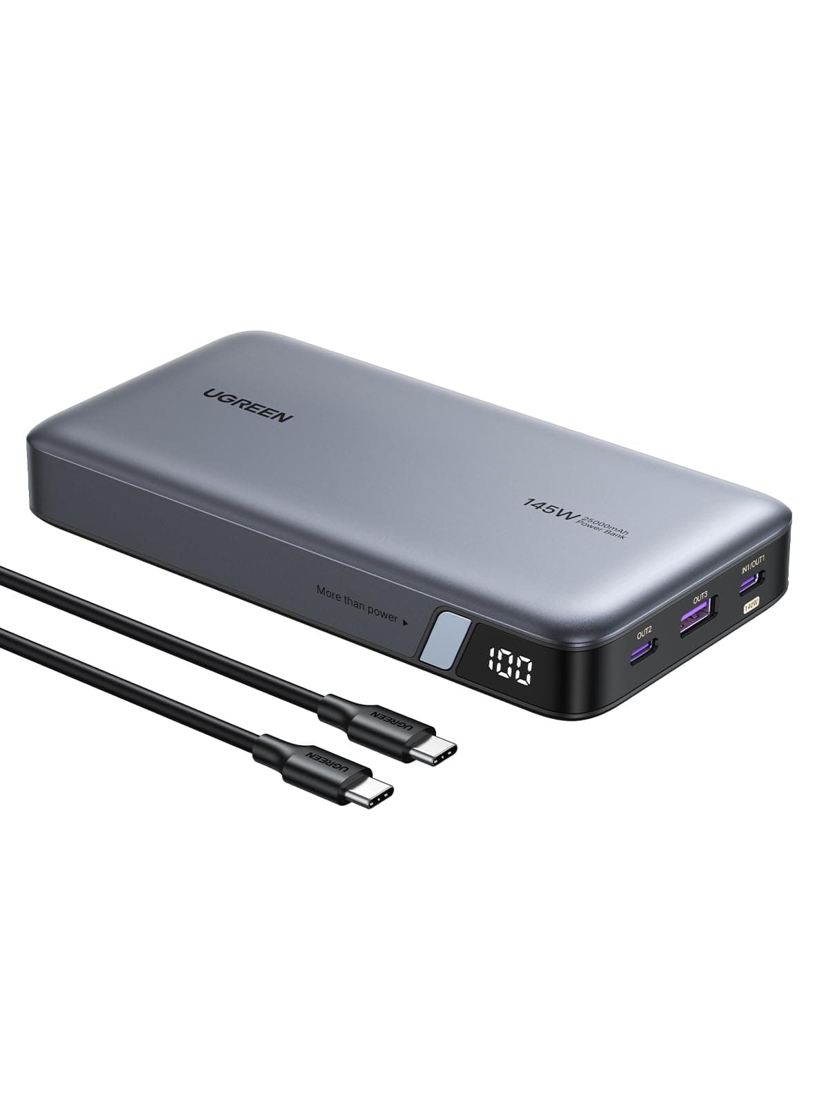 UGREEN PB205 145W Power Bank 25000mAh Portable Charger USB C 3-Port PD3.0 Battery Pack Digital Display, 65W Fast Recharge, Compatible with MacBook Pro...