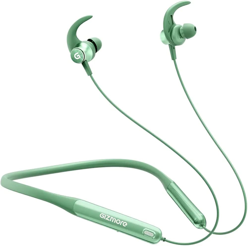 GIZMORE Giz MN227 Bang Bluetooth Wireless 5.2 in Ear Neckband, Up to 40 HRS Playtime, Dual Pairing, Touch Controls, Magnetic Smart Buds, Fast Caharge Neckband (Forest Green)